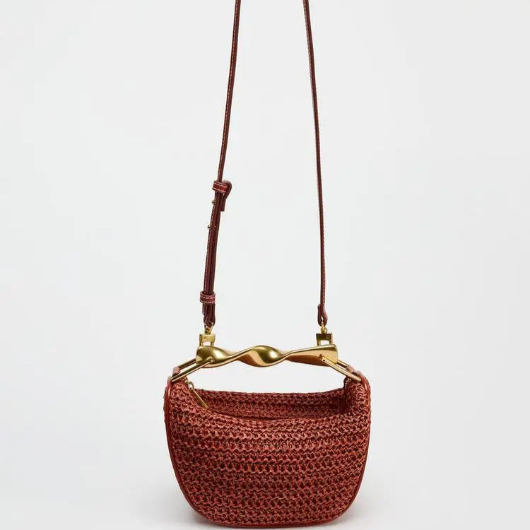 Sac a main tressé avec anse doré