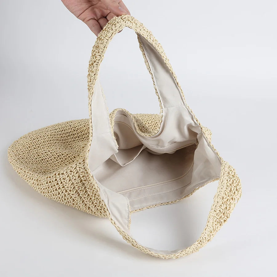 Sac Tote Paille Crochetée