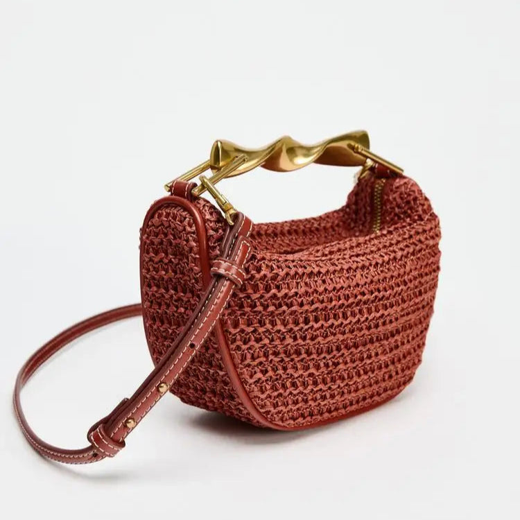 Sac a main tressé avec anse doré