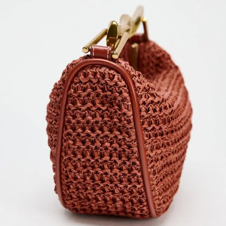 Sac a main tressé avec anse doré