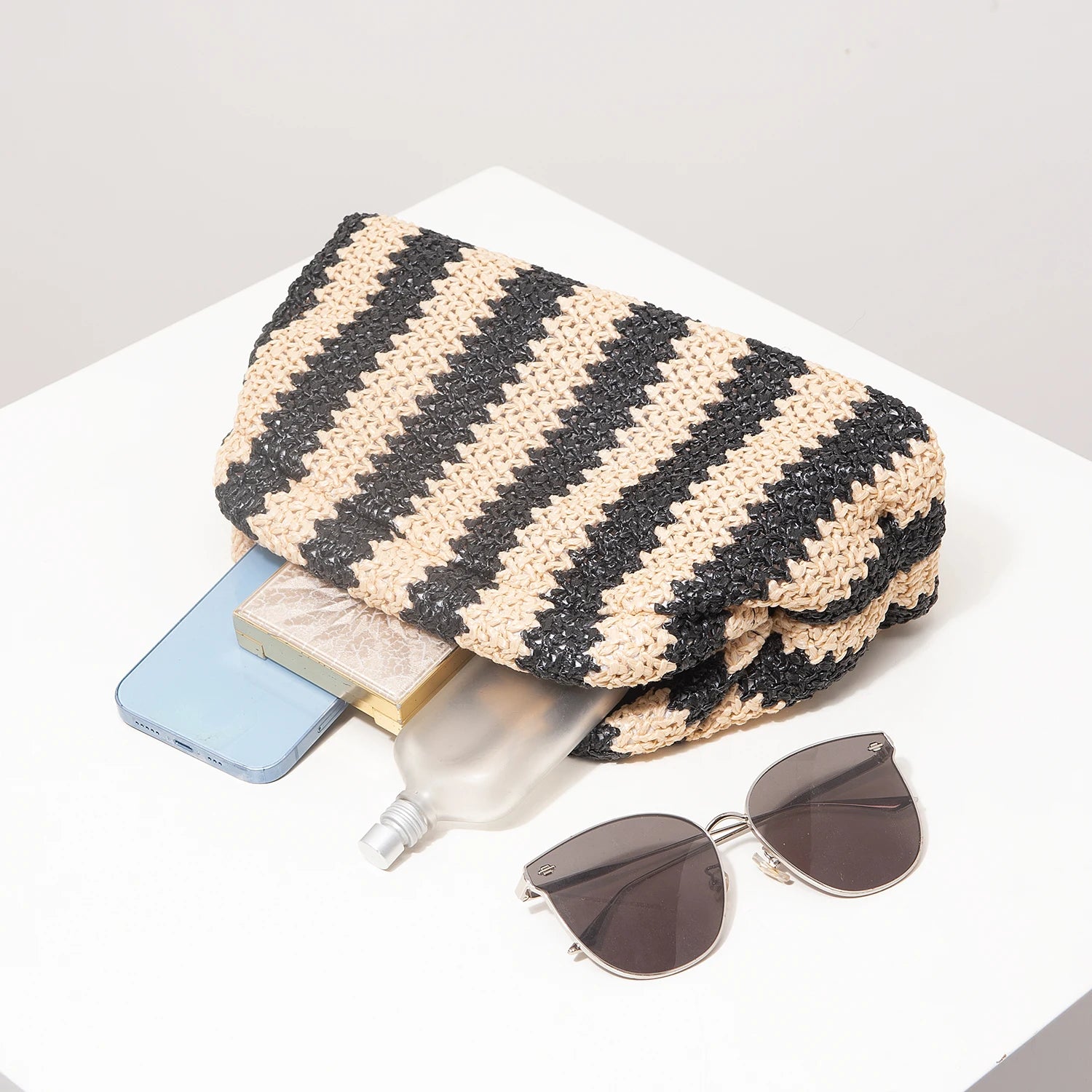 Pochette clutch rayé