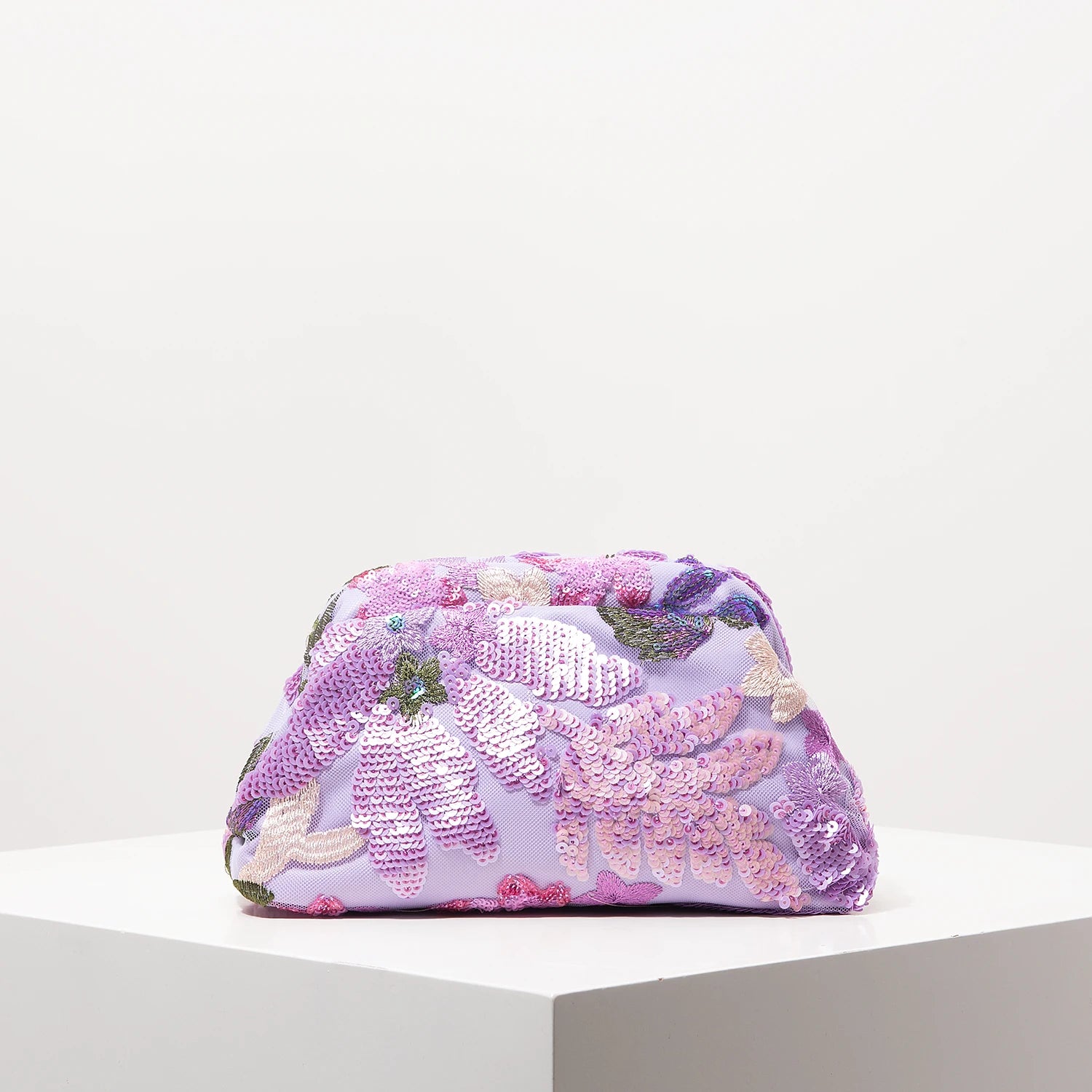 Pochette clutch florales perlées