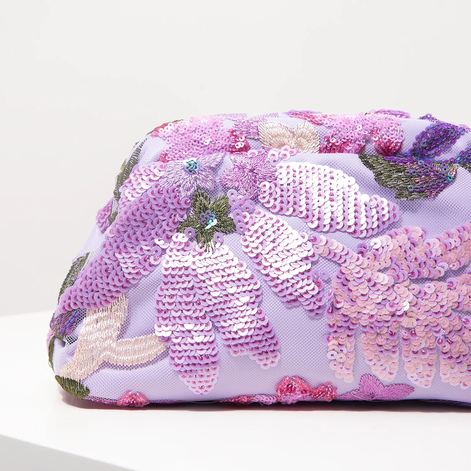 Pochette clutch florales perlées