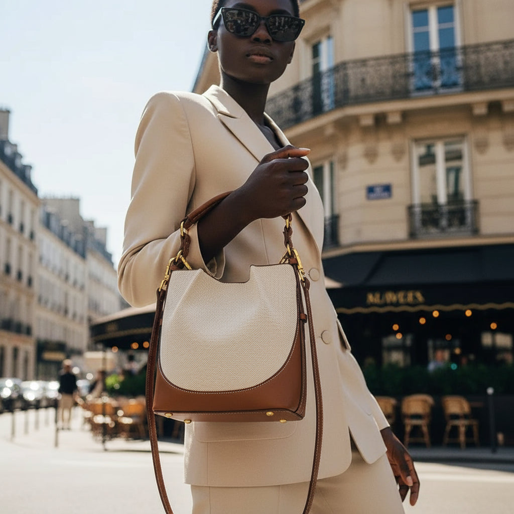 Sac à main bucket bi-matière