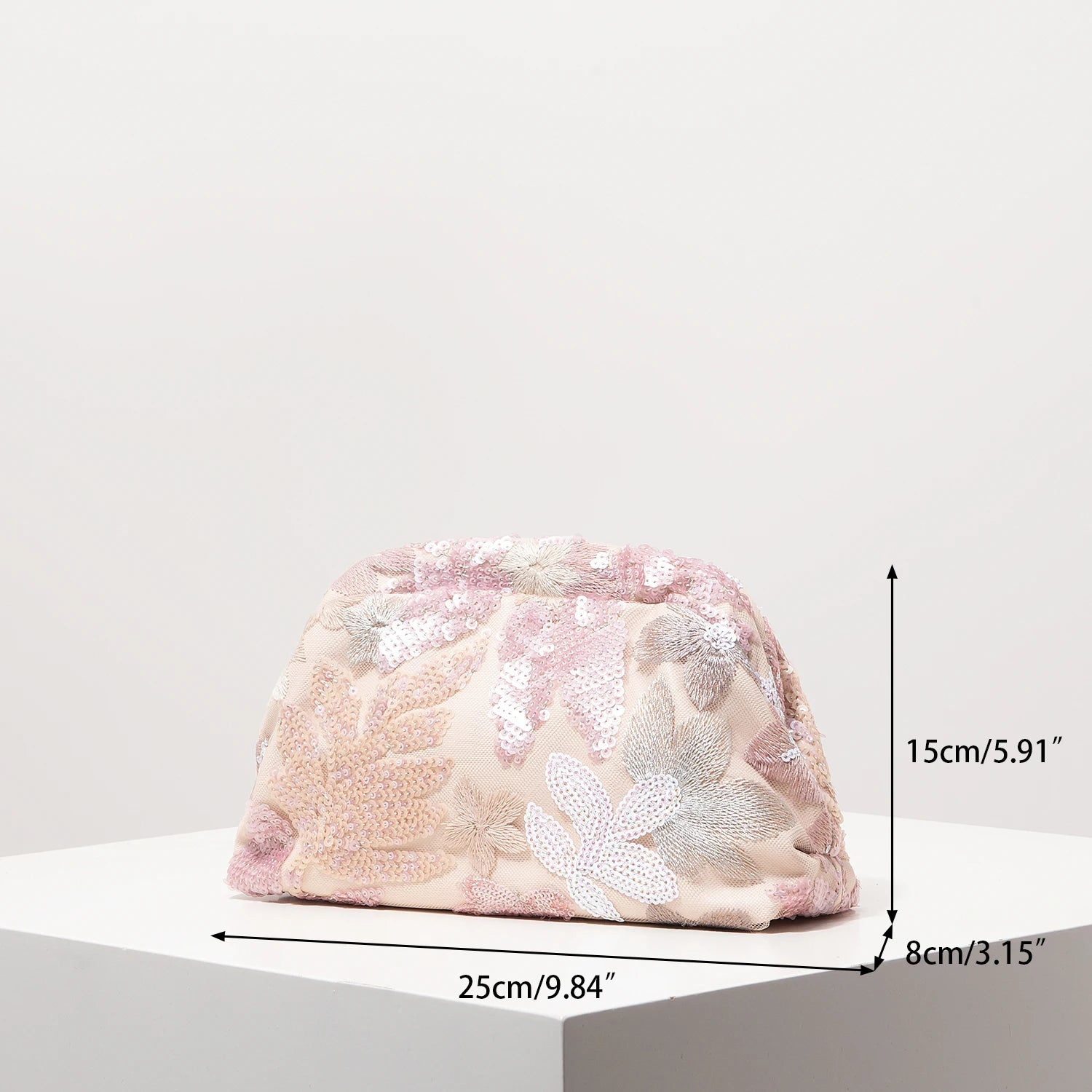 Pochette clutch florales perlées