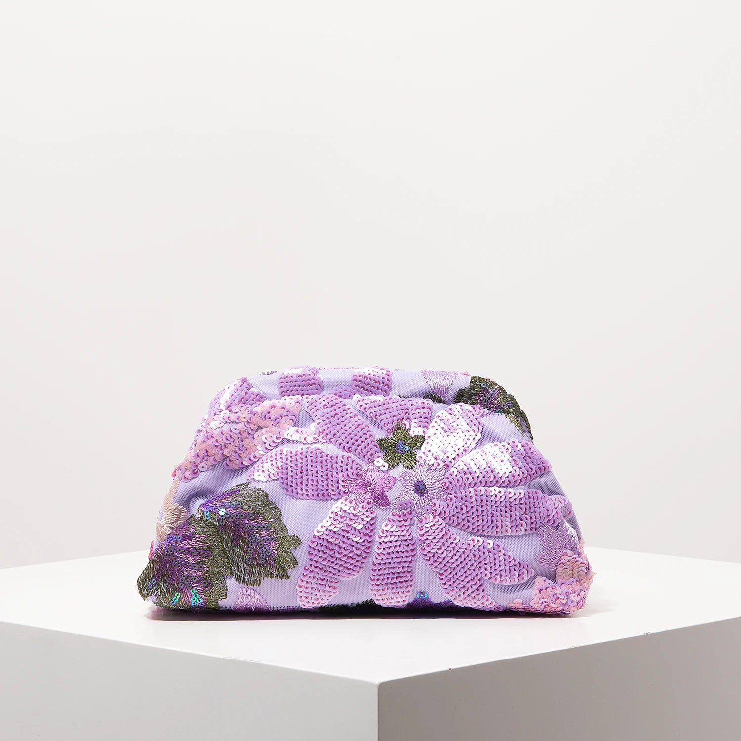 Pochette clutch florales perlées