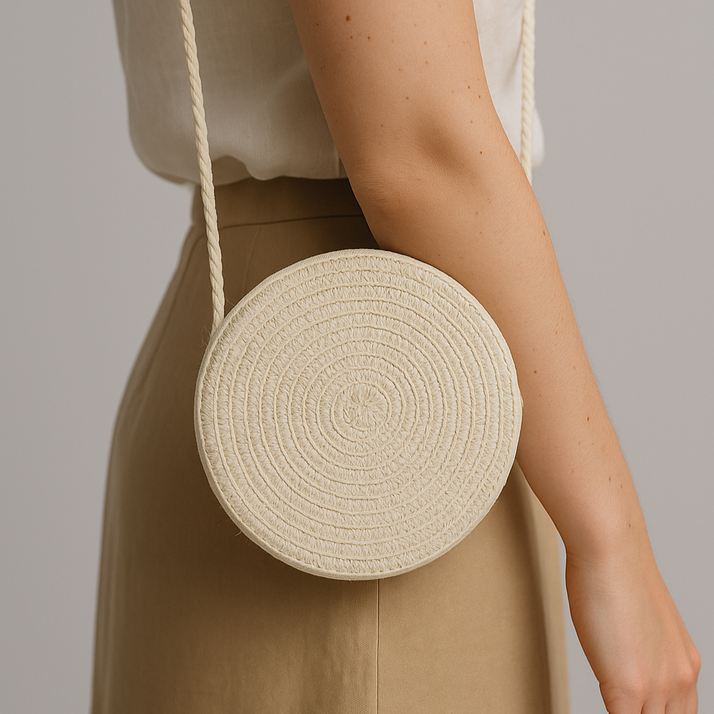 Mini sac rond en paille