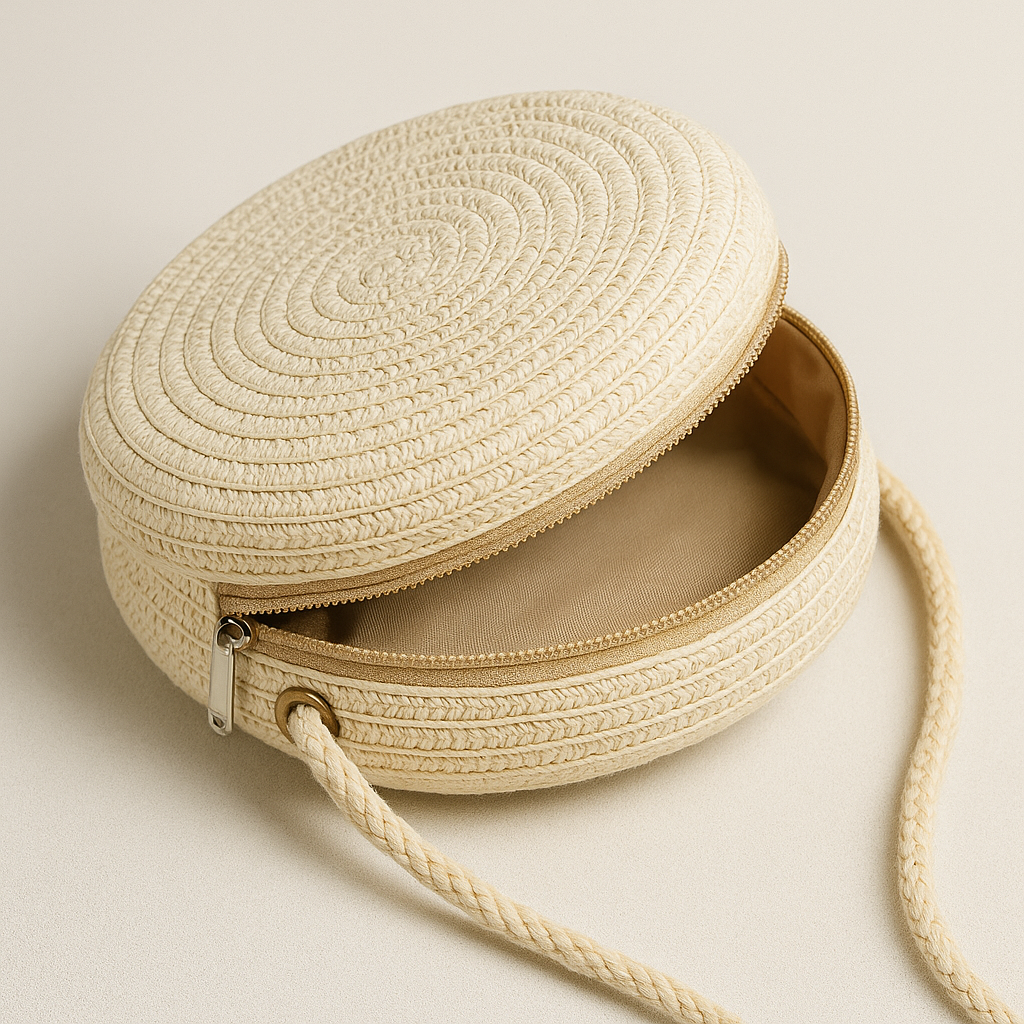 Mini sac rond en paille
