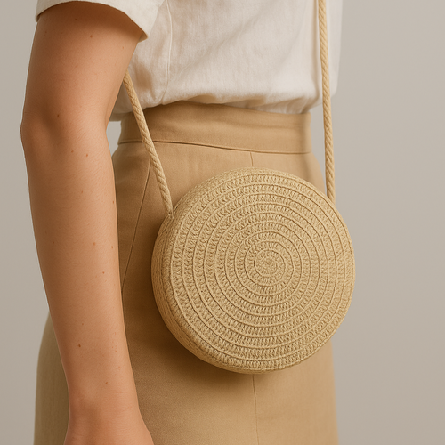 Mini sac rond en paille