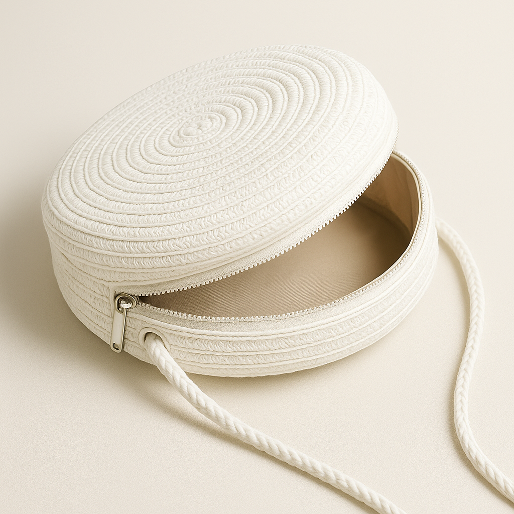 Mini sac rond en paille
